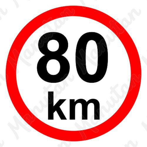 Tablice z nakazami – Ograniczenie prędkości 80 km/h - Ograniczenie prędkości 80 km/h, naklejka samoprzylepna D 200 mm
