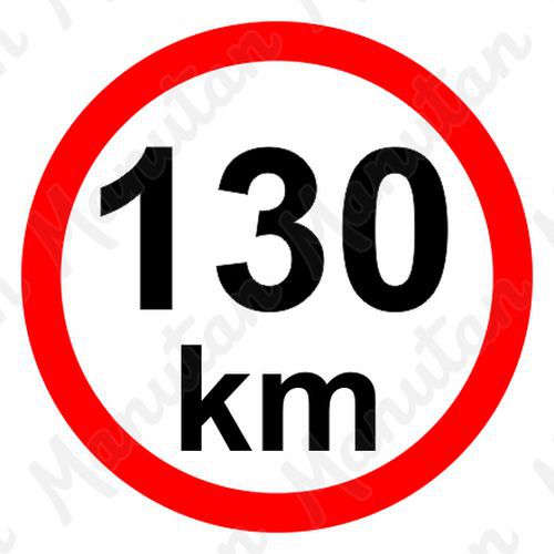 Tablice z nakazami – Ograniczenie prędkości 130 km/h - Ograniczenie prędkości 130 km/h, naklejka samoprzylepna D 200 mm