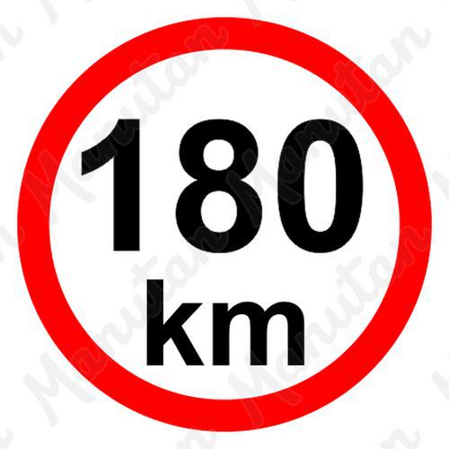 Tablice z nakazami – Ograniczenie prędkości 180 km/h - Ograniczenie prędkości 180 km/h, naklejka samoprzylepna D 150 mm