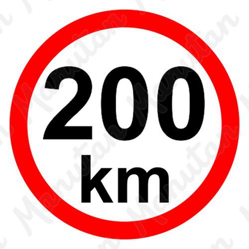 Tablice z nakazami – Ograniczenie prędkości 200 km/h - Ograniczenie prędkości 200 km/h, naklejka samoprzylepna D 200 mm