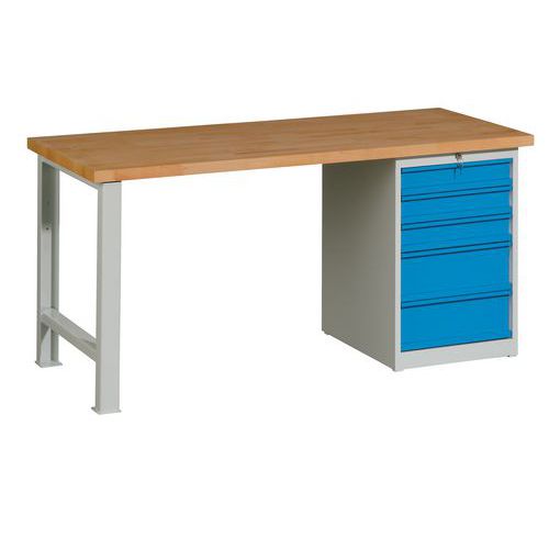 Stoły warsztatowe Weld, 84 x 170 x 68,5 cm - Stół warsztatowy Weld z 5 szufladami, 84 x 170 x 68,5 cm, szary