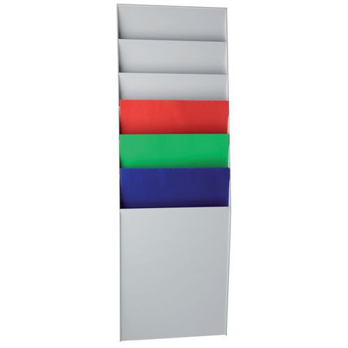 Tacka na dokumenty Paperflow montowana na ścianie, 6 przegródek - Tacka na dokumenty Paperflow montowana na ścianie, 6 przegródek, wysokość 71 cm