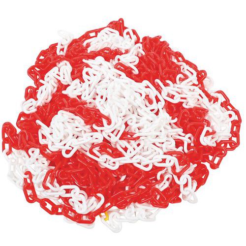 Plastikowe łańcuchy do słupków odgradzających Manutan Expert, 25 cm - Plastikowy łańcuch do słupków odgradzających Manutan Expert, 25 cm, czerwony/bia