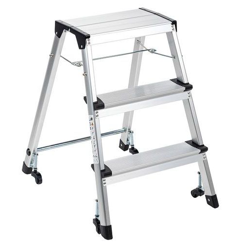 Aluminiowe stopnie składane Manutan Expert - Aluminiowe stopnie składane Manutan Expert, 3 stopnie