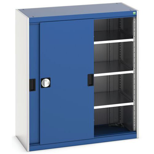 Szafy warsztatowe Bott Cubio z drzwiami przesuwnymi, wysokość 120 cm - Szafka warsztatowa z drzwiami przesuwnymi, 120 x 105 x 52,5 cm, 3 półki, szaro-