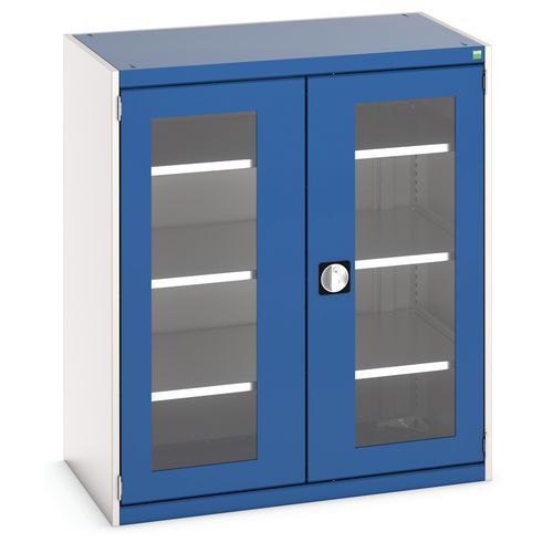 Szafy warsztatowe Bott Cubio z przezroczystymi drzwiami, wysokość 120 cm - Szafka warsztatowa z przezroczystymi drzwiami Bott Cubio, 120 x 105 x 65 cm