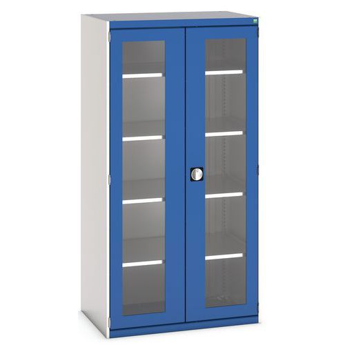 Szafy warsztatowe Bott Cubio z przezroczystymi drzwiami, wysokość 200 cm - Szafka warsztatowa z przezroczystymi drzwiami Bott Cubio, 200 x 105 x 65 cm