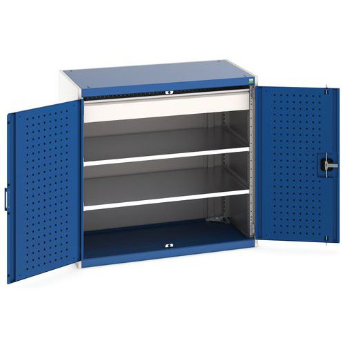 Szafki warsztatowe Bott Cubio z szufladami, wysokość 100 cm - Szafka warsztatowa z szufladami Bott Cubio, 100 x 105 x 65 cm, 2 półki, 1 szuflada, szar