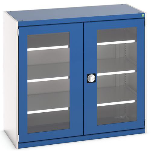 Szafy warsztatowe Bott Cubio z przezroczystymi drzwiami, wysokość 120 cm - Szafka warsztatowa z przezroczystymi drzwiami Bott Cubio, 120 x 130 x 65 cm