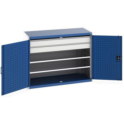 Szafki warsztatowe z szufladami Bott Cubio 160, wysokość 100 cm - Szafka warsztatowa z szufladami Bott Cubio 160, 100 x 130 x 65 cm, 2 półki, 2 szufla