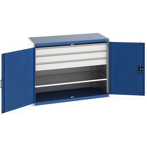 Szafki warsztatowe z szufladami Bott Cubio 160, wysokość 100 cm - Szafka warsztatowa z szufladami Bott Cubio 160, 100 x 130 x 65 cm, 1 półka, 3 szufla