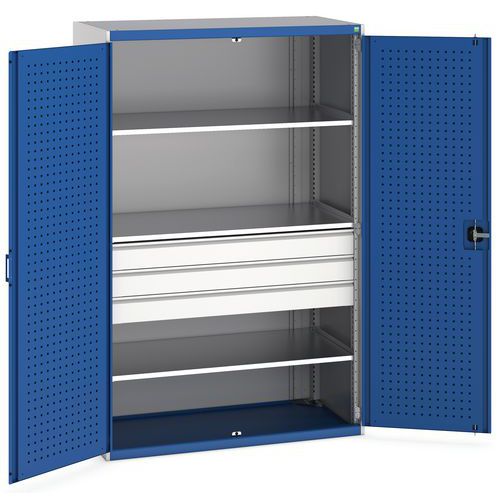 Szafki warsztatowe z szufladami Bott Cubio 160, wysokość 200 cm - Szafka warsztatowa z szufladami Bott Cubio 160, 200 x 130 x 65 cm, 3 półki, 3 szufla
