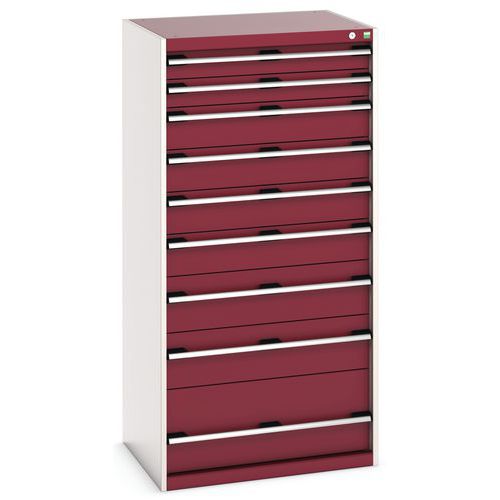 Warsztatowe szafki z szufladami Bott Cubio, 160 x 80 x 52,5-75 cm, 9 szuflad - Warsztatowa szafka z szufladami Bott Cubio, 160 x 80 x 65 cm, 9 szuflad