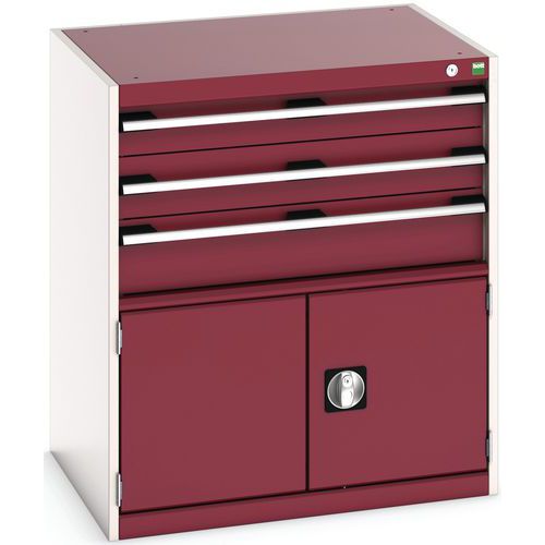 Warsztatowe szafki z szufladami Bott Cubio, 90 x 80 x 52,5-75 cm, 3 szuflady, 1 szafka - Warsztatowa szafka z szufladami Bott Cubio, 90 x 80 x 65 cm, 