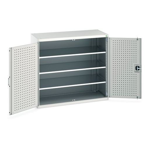 Szafy warsztatowe Bott Cubio 160, drzwi perforowane, wysokość 120 cm - Szafka warsztatowa Bott Cubio 160, 120 x 130 x 65 cm, drzwi perforowane, szaro-