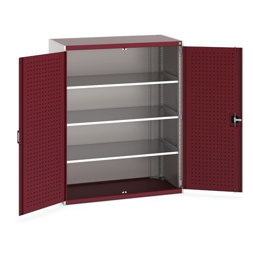 Szafy warsztatowe Bott Cubio 160, drzwi perforowane, wys. 160 cm - Szafka warsztatowa Bott Cubio 160, 160 x 130 x 65 cm, drzwi perforowane, szaro-czer