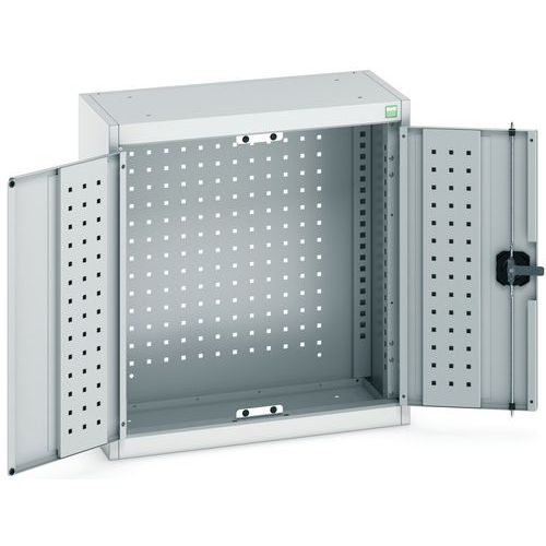 Szafki wiszące Bott Cubio z panelami perforowanymi - Szafka wisząca Bott Cubio, perforowany panel tylny, 70 x 65 x 32,5 cm, szaro-szary