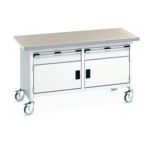 Mobilny stół warsztatowy Bott Cubio Storage, 84 x 150 x 75 cm, 2 szuflady, 2 szafki, multipleks/linoleum - Mobilny stół warsztatowy Bott Cubio Storage