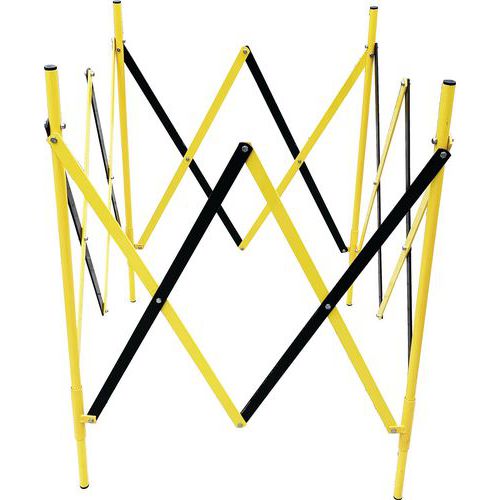 Kwadratowa metalowa bariera mobilna Golem, składana, 100 x 100 cm, żółto/czarna