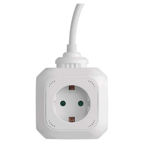 Przedłużacz – kostka z USB, 1,9 m, 4 gniazda, biały