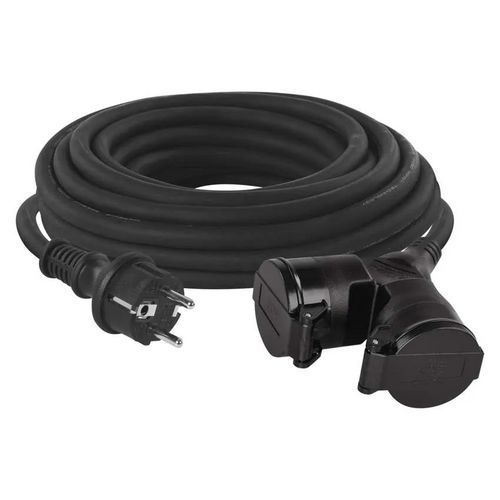 Przedłużacz zewnętrzny, 2 gniazdka, guma, 1,5 mm2 - Przedłużacz zewnętrzny, 10 m, 2 gniazdka, guma, 1,5 mm2
