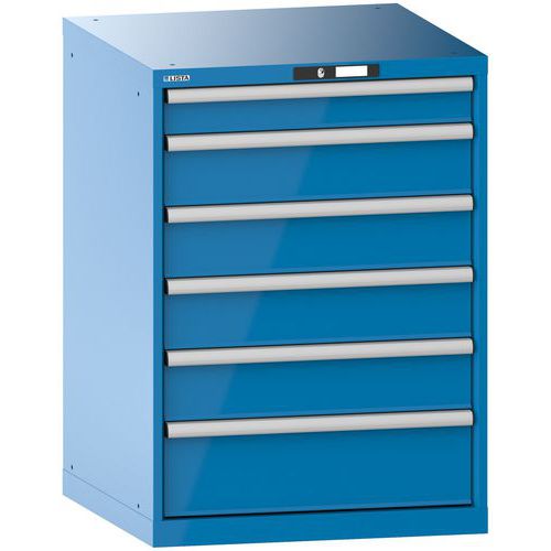 Szafki warsztatowe LISTA z szufladami, nośność od 75 do 200 kg, 717 x 725 mm - Szafka warsztatowa LISTA, 6 szuflad, nośność 75 kg, 717 x 725 mm, otwie