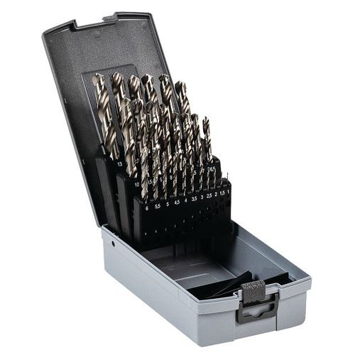 Zestaw wierteł do metalu Manutan Expert, 25 szt., średnica 1–13 mm Zestaw wierteł do metalu Manutan Expert, 25 szt., średnica 1–13 mm