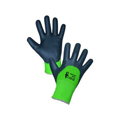 Rękawice CXS ROXY DOUBLE WINTER, powlekane w 3/4, zimowe, kolor czarno-zielony - Rękawice CXS ROXY DOUBLE WINTER, powlekane w 3/4, zimowe, kolor czarn