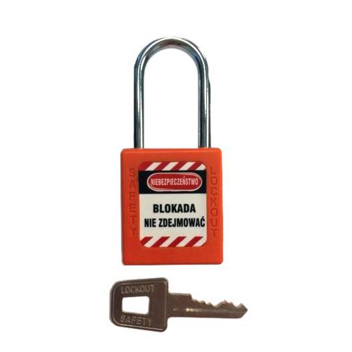 Kłódki Lock-Out - Kłódka Lock-Out stalowa z powłoką plastikową, fi 6x38mm, pomarańczowa