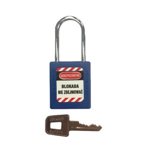 Kłódki Lock-Out - Kłódka Lock-Out stalowa z powłoką plastikową, fi 6x38mm, niebieska