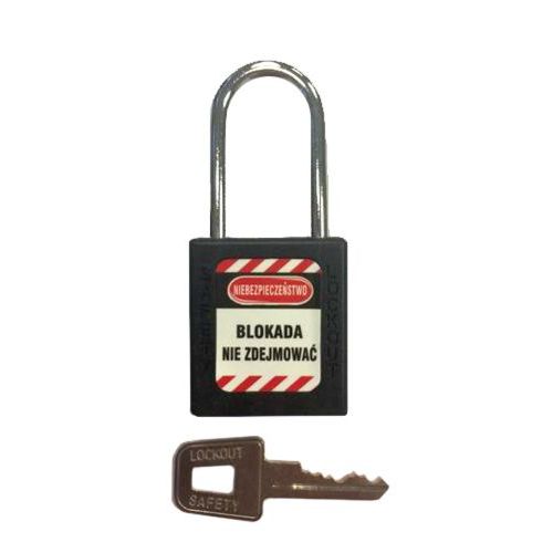Kłódki Lock-Out - Kłódka Lock-Out stalowa z powłoką plastikową, fi 6x38mm, czarna