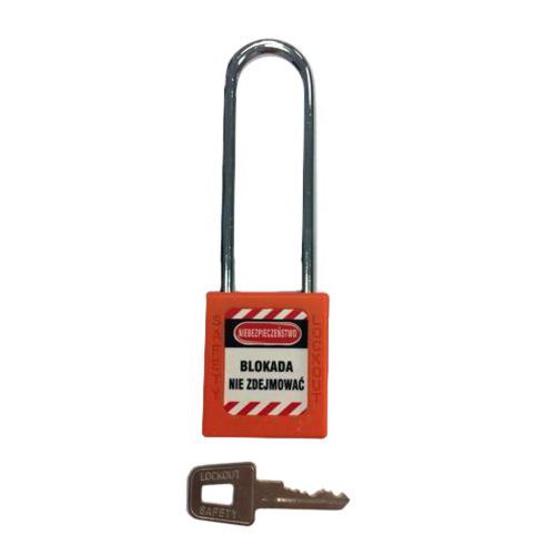 Kłódki Lock-Out - Kłódka Lock-Out stalowa z powłoką plastikową, fi 6x76mm, pomarańczowa