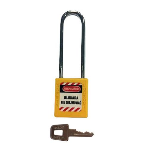 Kłódki Lock-Out - Kłódka Lock-Out stalowa z powłoką plastikową, fi 6x76mm, żółta