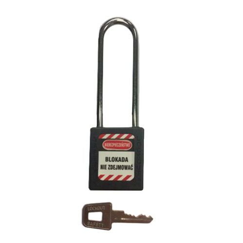 Kłódki Lock-Out - Kłódka Lock-Out stalowa z powłoką plastikową, fi 6x76mm, czarna