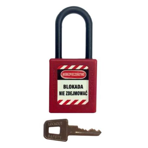 Kłódki Lock-Out - Kłódka Lock-Out nylonowa z powłoką plastikową, fi 6x36mm, czerwona