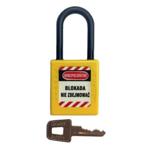 Kłódki Lock-Out - Kłódka Lock-Out nylonowa z powłoką plastikową, fi 6x36mm, żółta