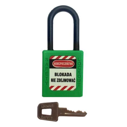 Kłódki Lock-Out - Kłódka Lock-Out nylonowa z powłoką plastikową, fi 6x36mm, zielona