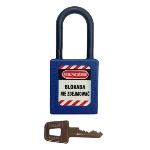 Kłódki Lock-Out - Kłódka Lock-Out nylonowa z powłoką plastikową, fi 6x36mm, niebieska