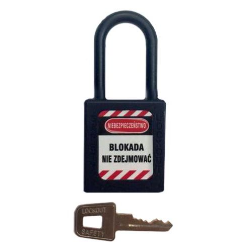 Kłódki Lock-Out - Kłódka Lock-Out nylonowa z powłoką plastikową, fi 6x36mm, czarna