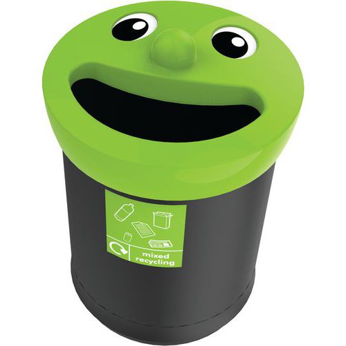 Kosz na śmieci Smiley Face 52 l sortowanie odpadów_Vepabins - Kosz na odpady sortowane Smiley Face Bin 52 l czarny/zielony