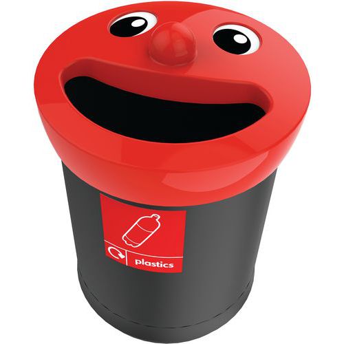 Kosz na śmieci Smiley Face 52 l plastik_Vepabins - Kosz na plastik Smiley Face 52 l czarny/czerwony