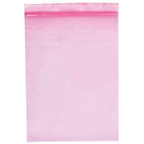 Antystatyczny worek PE Minigrip®, 80 µ - Torba antystatyczna Minigrip® pe różowa 80µ 180x250.