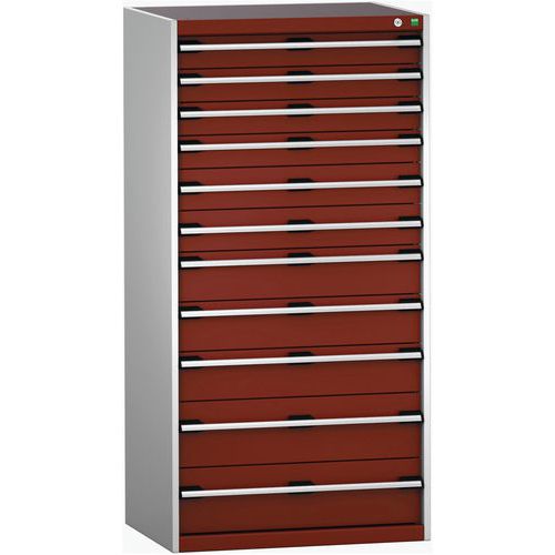 Szafki warsztatowe z szufladami Bott Cubio 200, 160 x 80 x 65-75 cm, 11 szuflad - Warsztatowa szafka z szufladami Bott Cubio 200, 160 x 80 x 65 cm, 11