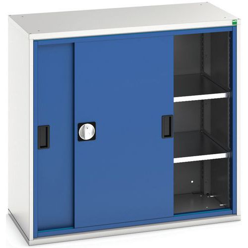 Szafy warsztatowe z drzwiami przesuwnymi Bott Verso, wysokość 100 cm - Szafka warsztatowa z drzwiami przesuwnymi, 100 x 105 x 55 cm, 2 półki, szaro-ni