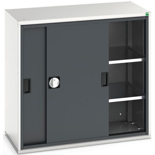 Szafy warsztatowe z drzwiami przesuwnymi Bott Verso, wysokość 100 cm - Szafka warsztatowa z drzwiami przesuwnymi, 100 x 105 x 55 cm, 2 półki, szaro-an