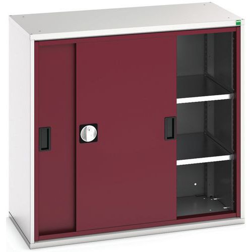 Szafy warsztatowe z drzwiami przesuwnymi Bott Verso, wysokość 100 cm - Szafka warsztatowa z drzwiami przesuwnymi, 100 x 105 x 55 cm, 2 półki, szaro-cz