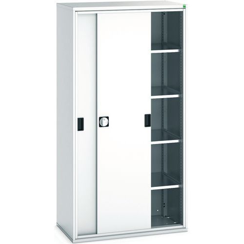 Szafy warsztatowe z drzwiami przesuwnymi Bott Verso, wysokość 200 cm - Szafka warsztatowa z drzwiami przesuwnymi, 200 x 105 x 55 cm, 4 półki, szaro-sz