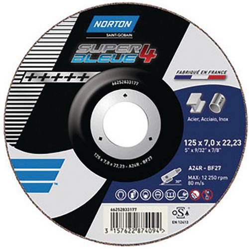 Norton Super Blue 4 metalowe tarcze szlifierskie - Tarcza szlifierska metalowa Norton Super Blue 4, 230 mm