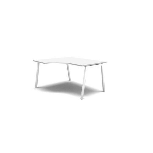 Ergonomiczne stoły biurowe MOON A, 140 x 120 x 74 cm, wersja lewa - Stół roboczy Ë ergo lewy, biały blat, biała podstawa
