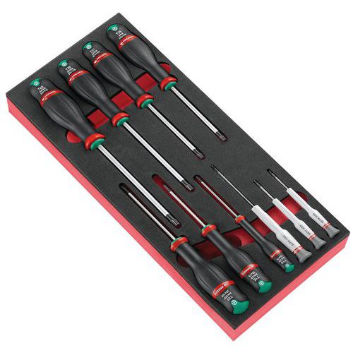 Moduł piankowy z 10 wkrętakami Protwist® - Organizer piankowy Facom z 10-częściowym zestawem wkrętaków Protwist®
